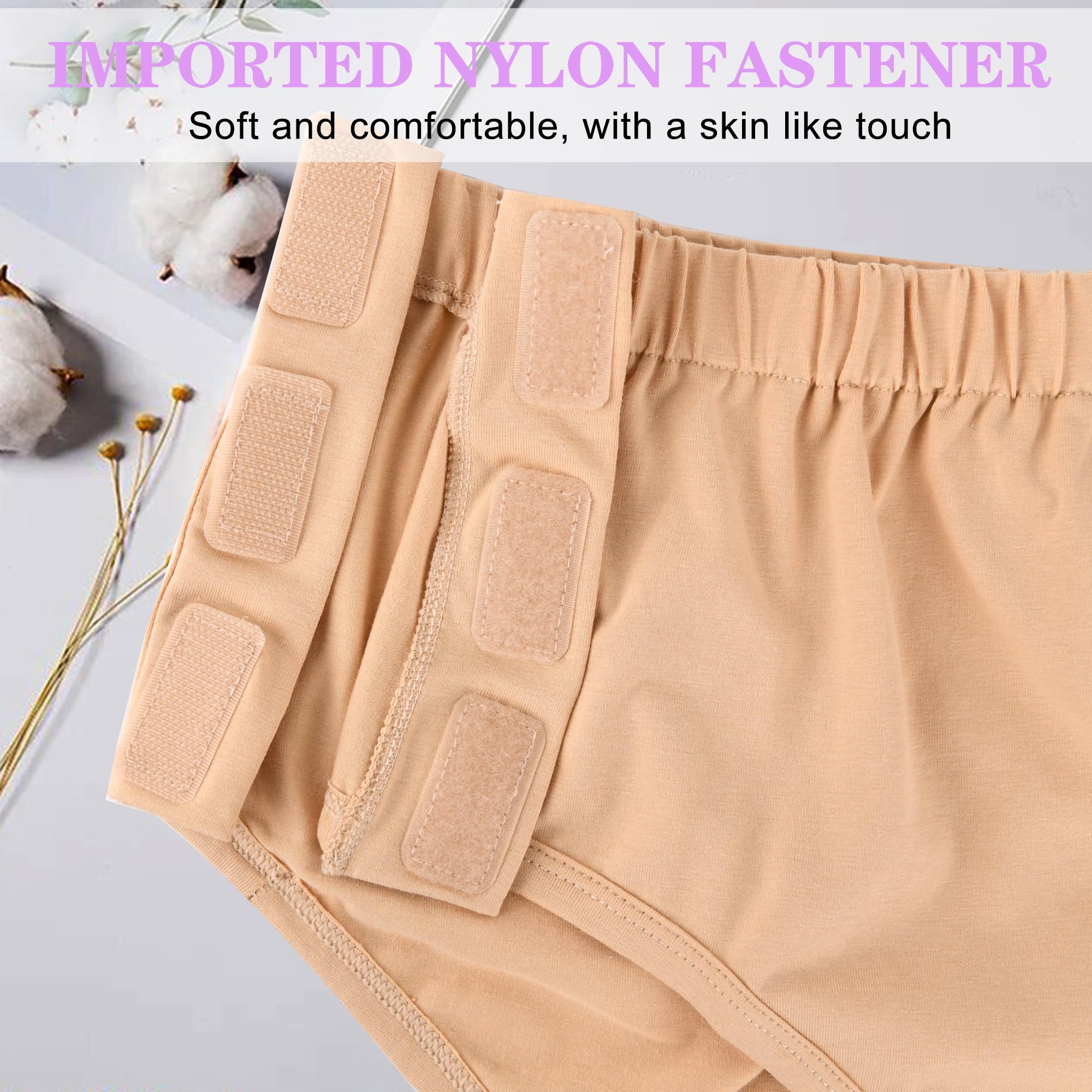 Womens Easy Adaptive Underwear Briefs, Magic Stick Closure, for Patients, Elders, Pack of 2.