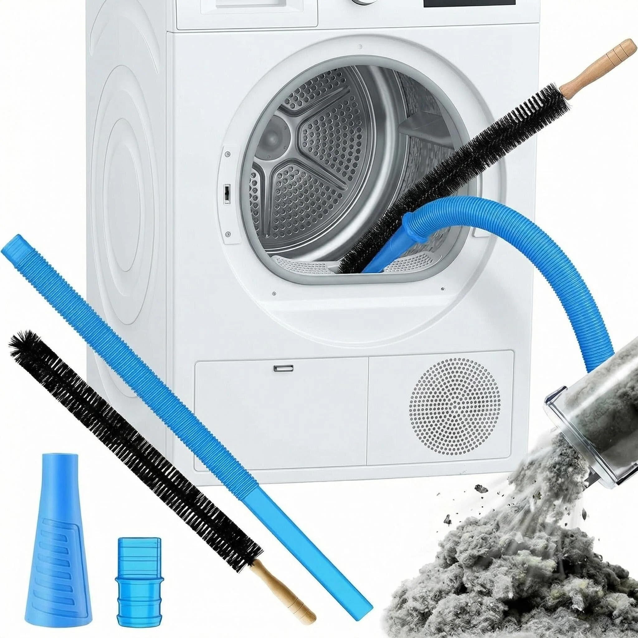 2 Pcs Dryer Vent Cleaner Kit Set, Tumble Dryer Cleaning Hose with Hose Brush Lint Remover, Universal Dust Cleaner Attachment for All Vacuums, Efficient Tumble Dryer Cleaner for Home Appliance Deep Cle