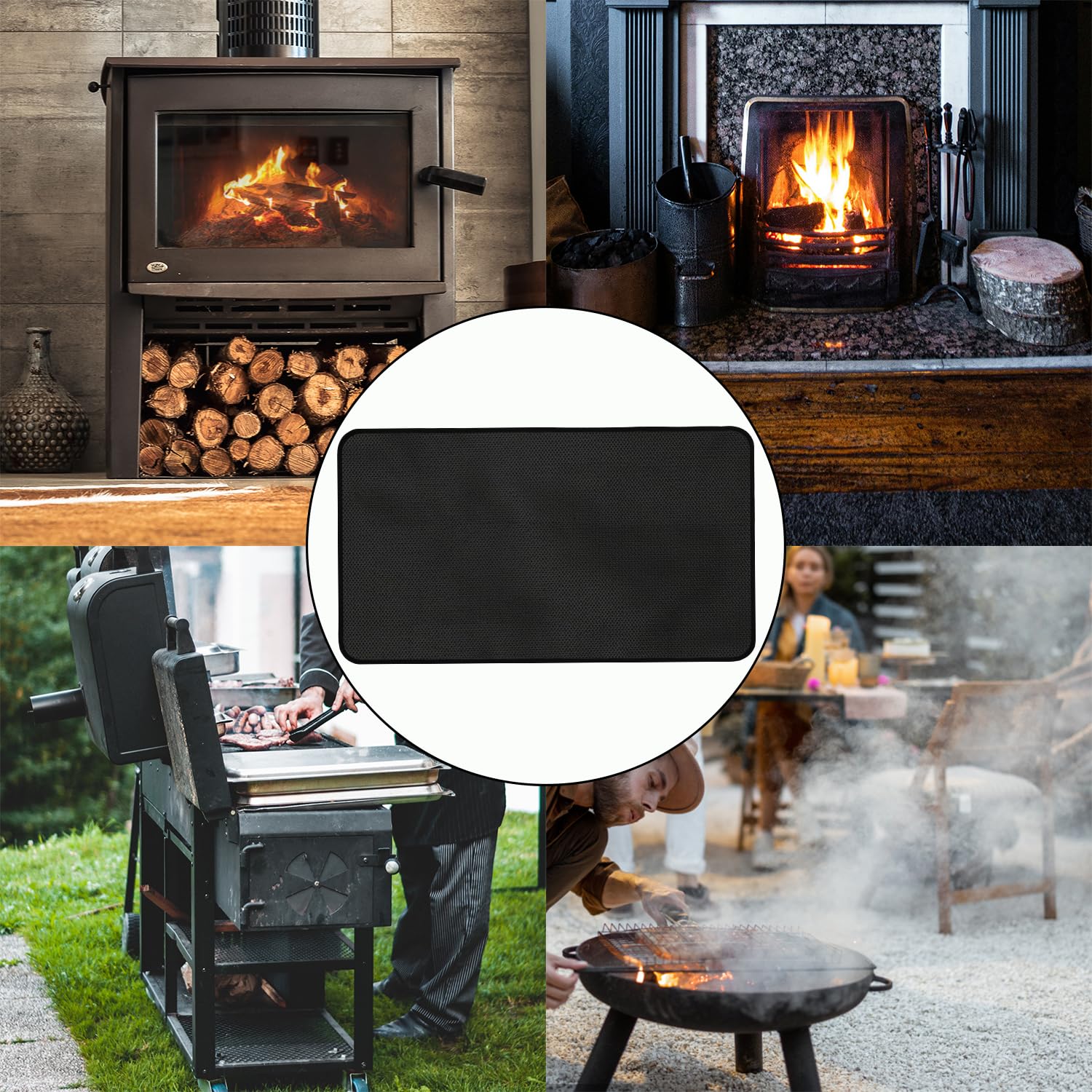 Alfombrilla Chimenea, Alfombrilla Rectángulo para Parrilla para Fogatas de 117x66cm Protege los Pisos de Las Brasas Alfombrilla Ignífuga para Estufa de Leña en Interiores y Exteriores