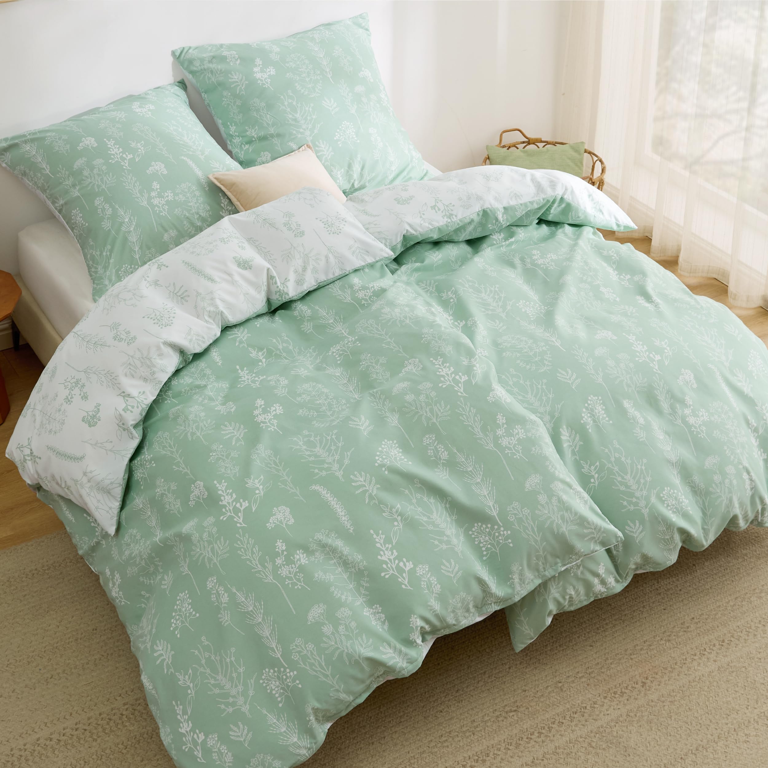 BEDSURE Bettwäsche Bettbezug - Muster Bettwäsche-Sets mit Kissenbezüge, ÖKO-TEX Bedding für Doppelbett mit Reißverschluss