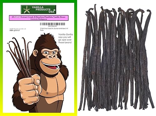 Vanilla Products USA - 25 vainas de vainilla de bourbon de Madagascar de grado B de 5 a 6 pulgadas