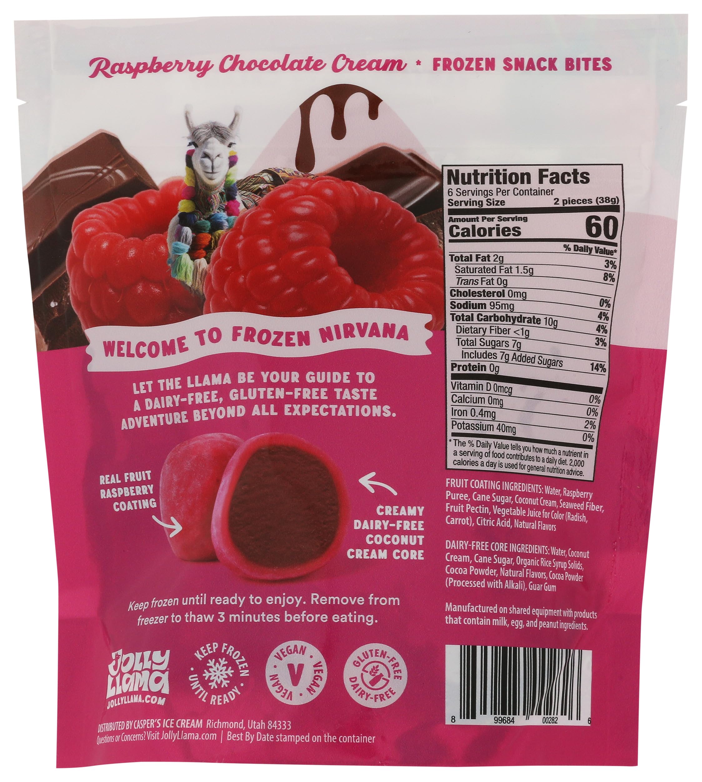 Jolly Llama Raspberry Chocolate Cream Dairy Free Bites, 8 OZ