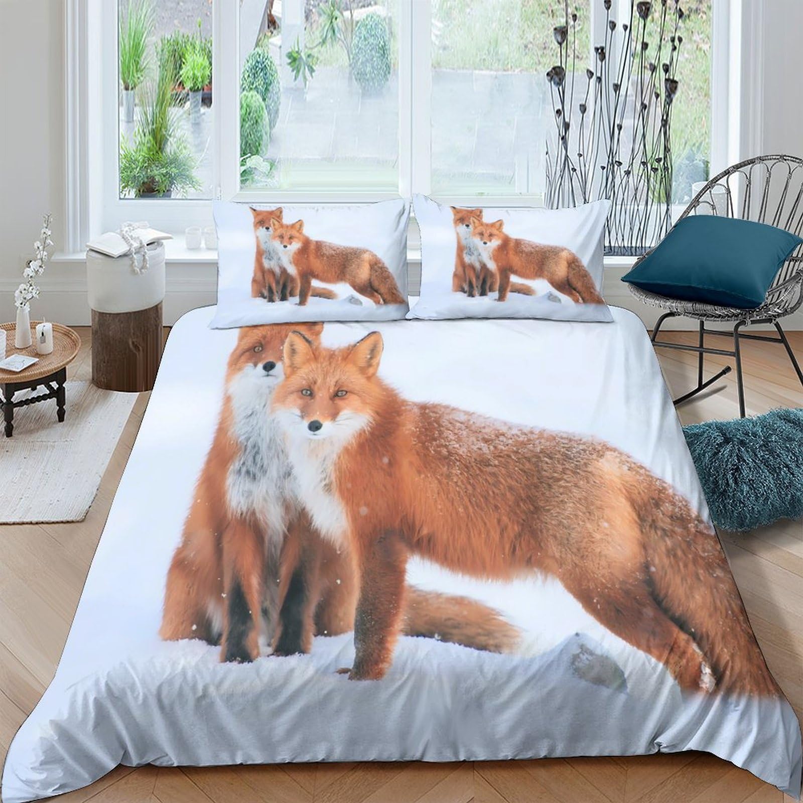 Ctjqhvkz Style-8 3D Printed Fox Forest Fitted Sheet Microfiber Anti-Slip Mattress Cover Bedroom Decor For Home Guest Room Easy Care Single（135X200cm）