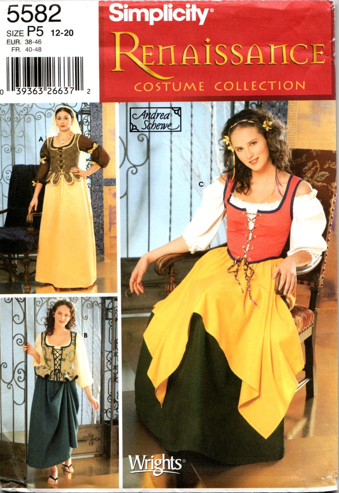 Patrons costumes Simplicity 5582 femme pochette couture tailles 12-20 P5