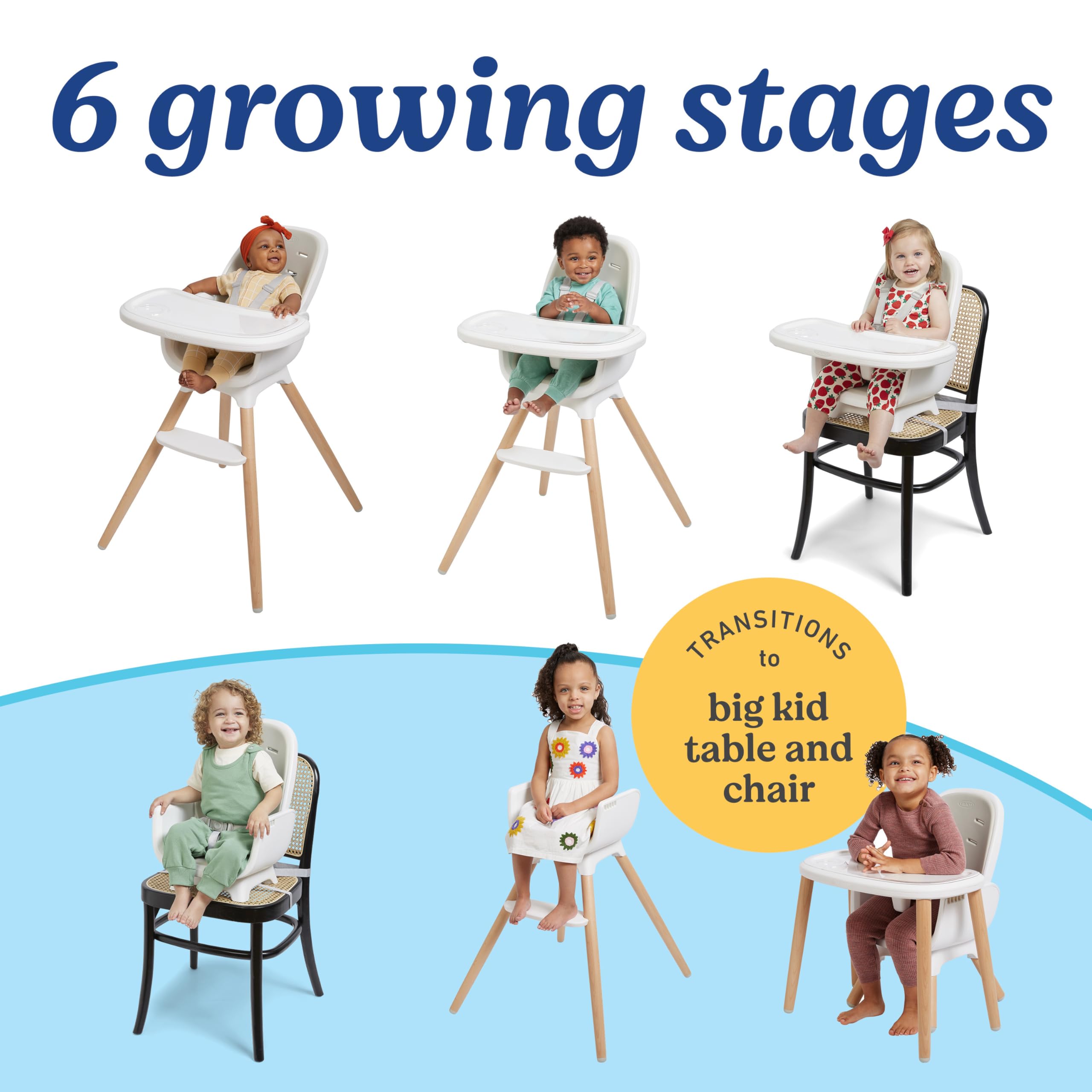 Graco Table2Table Lux Highchair, 6 Growing Stages from Infant High Chair to Big Kid Chair and Table, Rhodes