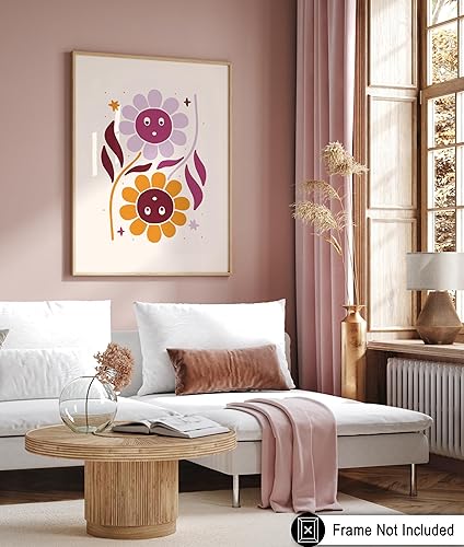 Miniatura 6 de Monem Art Hippie Print - Retro Flower Poster - Floral Art - Aesthetic Wall Design - Gift for Men & Women - Chic Boho Decor for Office, Living Room