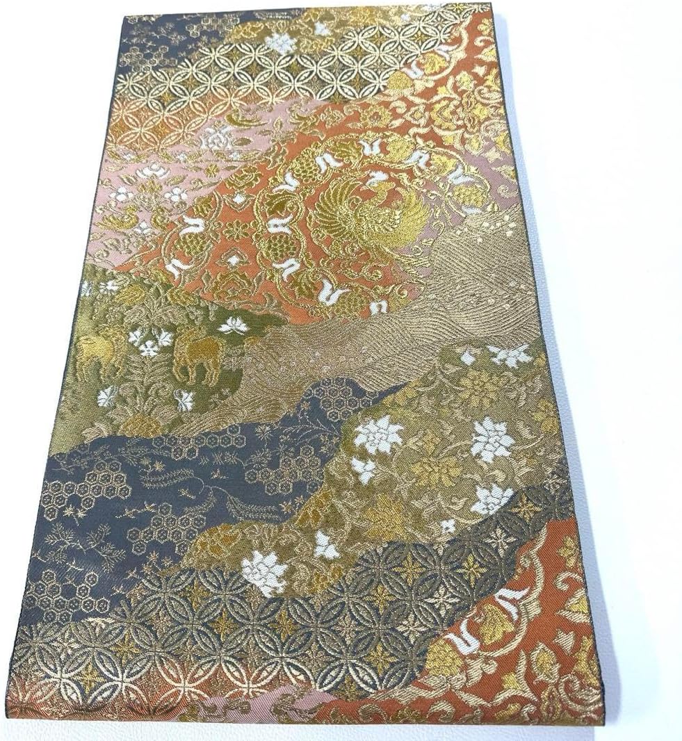 【服部織物】謹製 袋帯 引き箔 六通柄 正絹 オリエント更紗 24金 帯544 服部織物謹製 高級 正絹 落款 六通 袋帯 服部織物】謹製 袋帯 引き