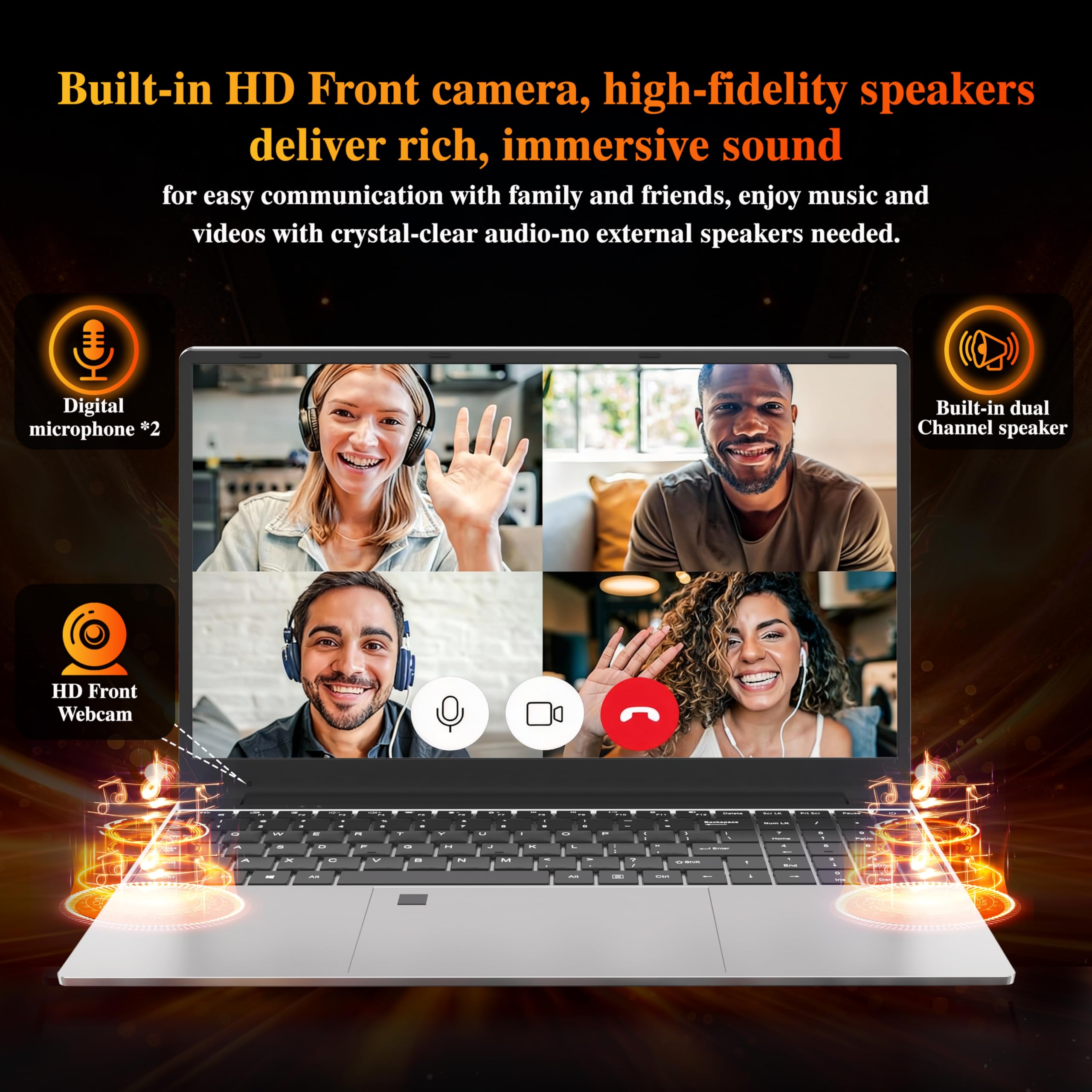 DREAMFYRE 15,6" Ordinateur Portable 16Go DDR4 512Go SSD, PC Portátil Ryzen 7 4800H CPU, Portable Laptop Computer avec écran FHD 1080P, WiFi5, Bluetooth5.0, USB3.0, Webcam, Touch ID