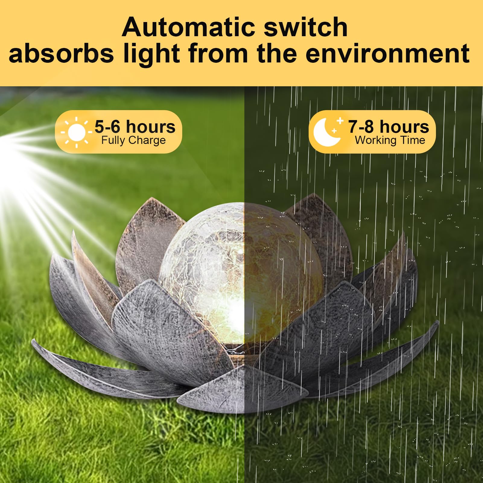 ZKLiLi Luci Solari Da Giardino A Forma Di Luna Con Fata Farfalla - Decorazione In Vetro Craquelé - Luce Calda LED - Impermeabile Per Vialetto E Prato - 4