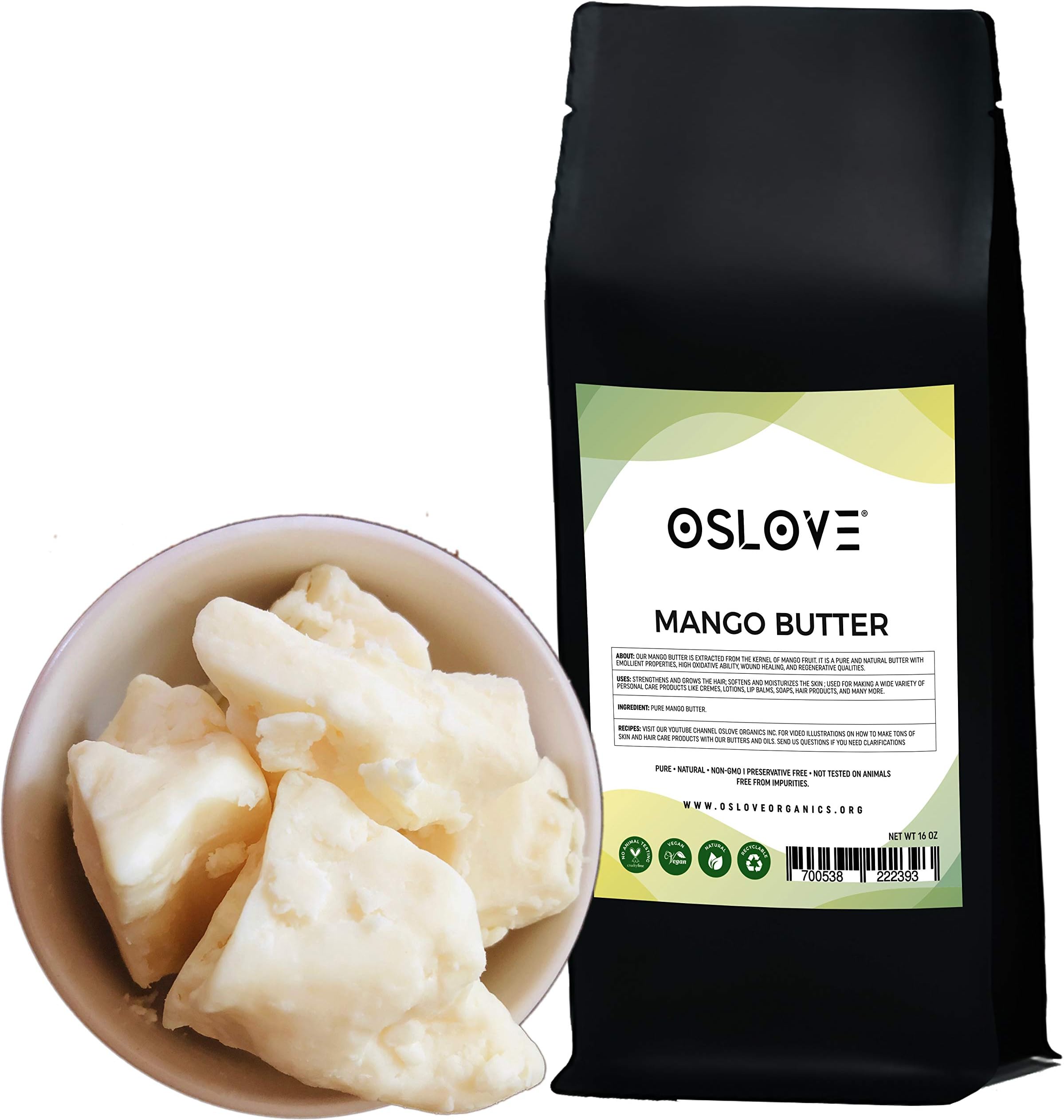 Mango Butter 1 LB Pure, Natural, Hand -packed, Fresh & Fluffy in DIY mixes | Obtained from Mango seeds | Use for DIY leave in conditioner, Salves, Body Butter, Lotions & Soaps