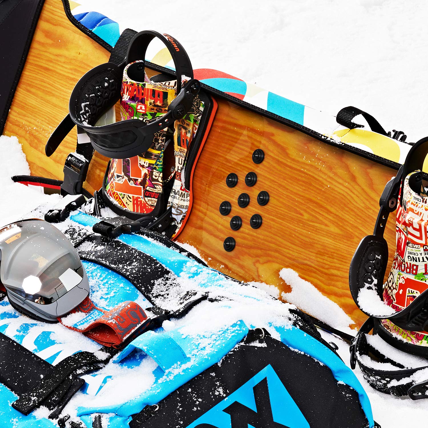 XCMAN - Placca Antiscivolo per Snowboard con 4 Strati e Borchie coniche in Alluminio, Diametro 19.99 cm - 9 Pezzi