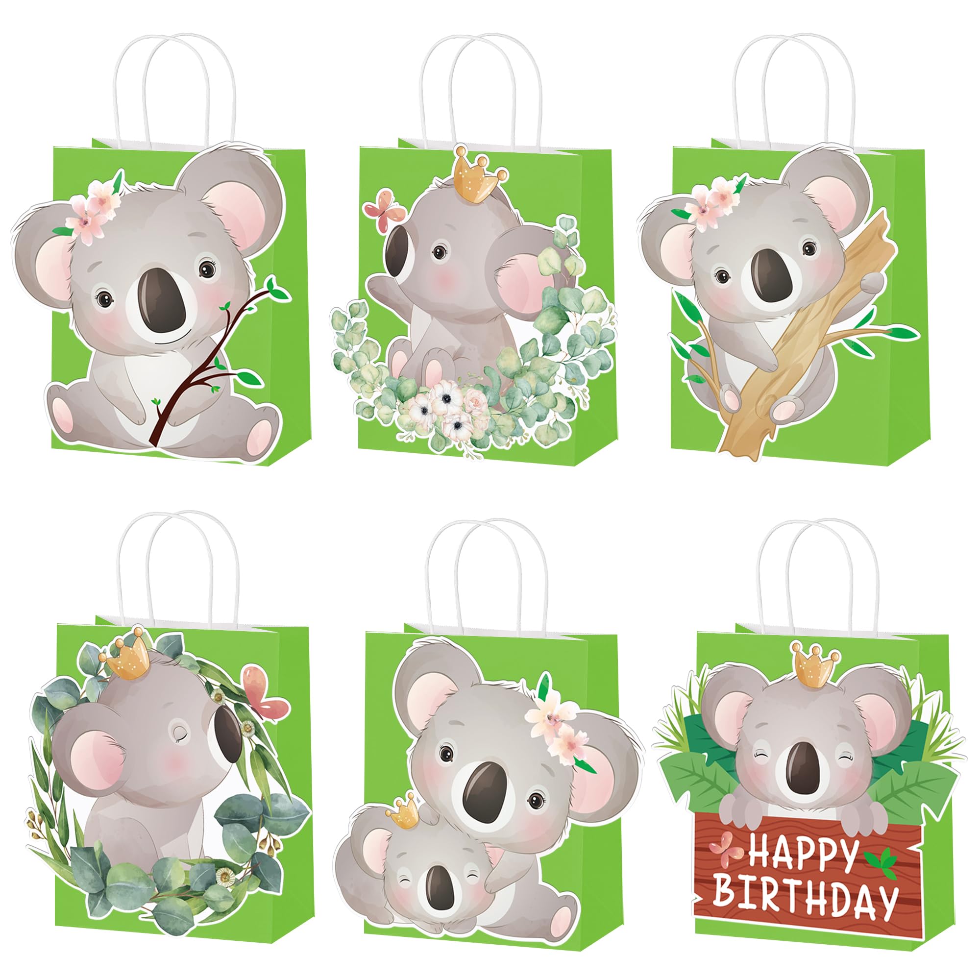 umoni Koala Party Favor Bags 12Pack Koala Birthday Party Supplies Koala Goody Bags Koala Bear Treat Bags with Handles for Cute Animals Theme Baby