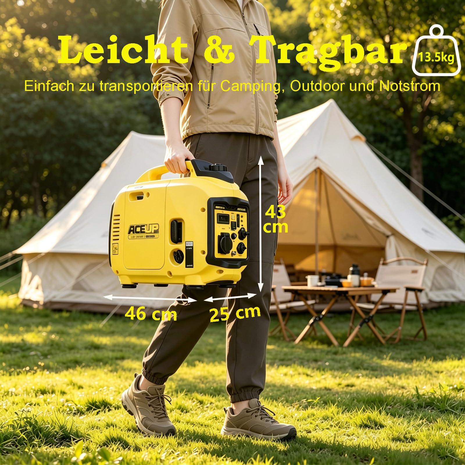 Aceup Energy 1300 W Générateur à Essence Silencieux Groupe Électrogène Inverter Portable avec Port USB et Prises 230 V, 12 V pour le Camping Caravane et Urgence Coupure de courant