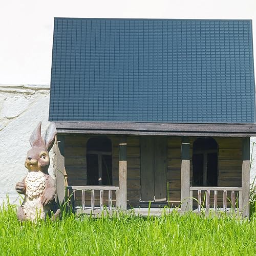 Miniatura 3 de TOYANDONA Juego de 6 piezas de azulejos de techo de casa de muñecas azules, juego de construcción para mesa de arena, accesorios de paisaje micro