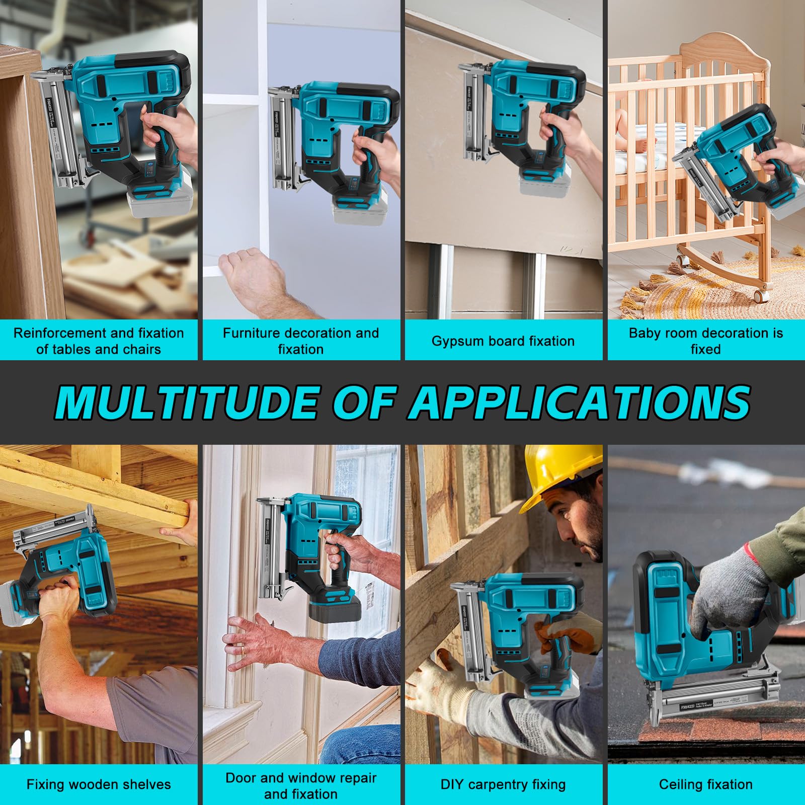 18GA Akku Nagler Set Kompatibel mit Makita 18V 2 in 1 Bürstenlose Nagelpistole/Klammerpistole mit 500 Nägeln und 500 Klammern, für Heimwerker, DIY, Holzbearbeitung
