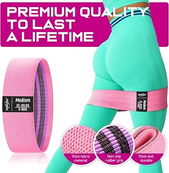 WALITO Fabric Resistance Bands and 5.9ft Yoga Bands for Women and Men, Workout Bands for Physical Therapy, Stretch, Recovery, Pilates, Rehab, Strength Training and Home Gym