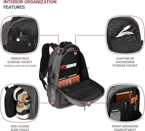 Miniatura 4 de SwissGear Mochila para laptop Scansmart 5358 USB, gris Ballistic, L, 5358 USB Scansmart - Mochila para portátil