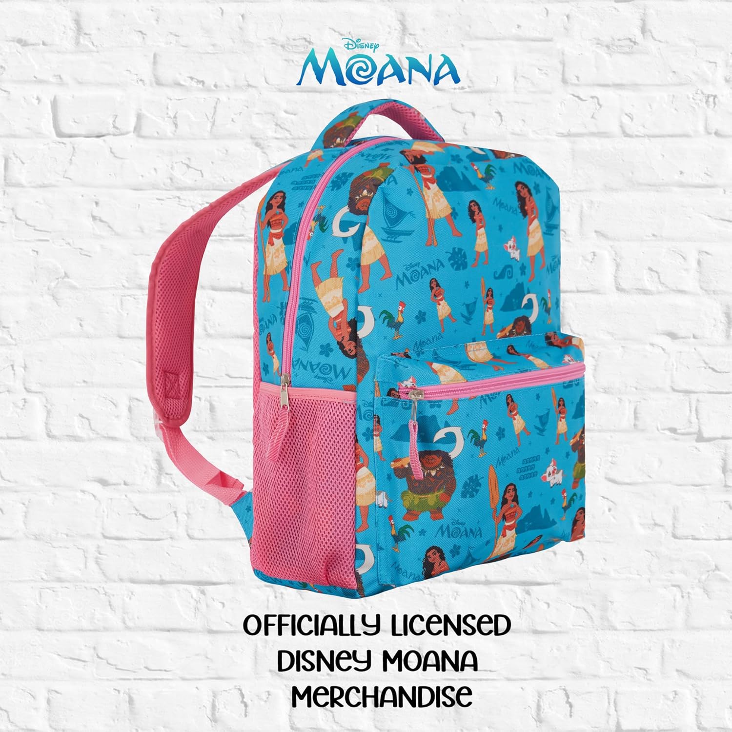 Disney Moana Nylon Bookbag Backpack - Moana & Maui's Oceanic Quest Allover Bag - Backpack for Boys, Girls, Toddlers, Kids, Adults - Great Bag For Gym, Park and Camp (Blue)