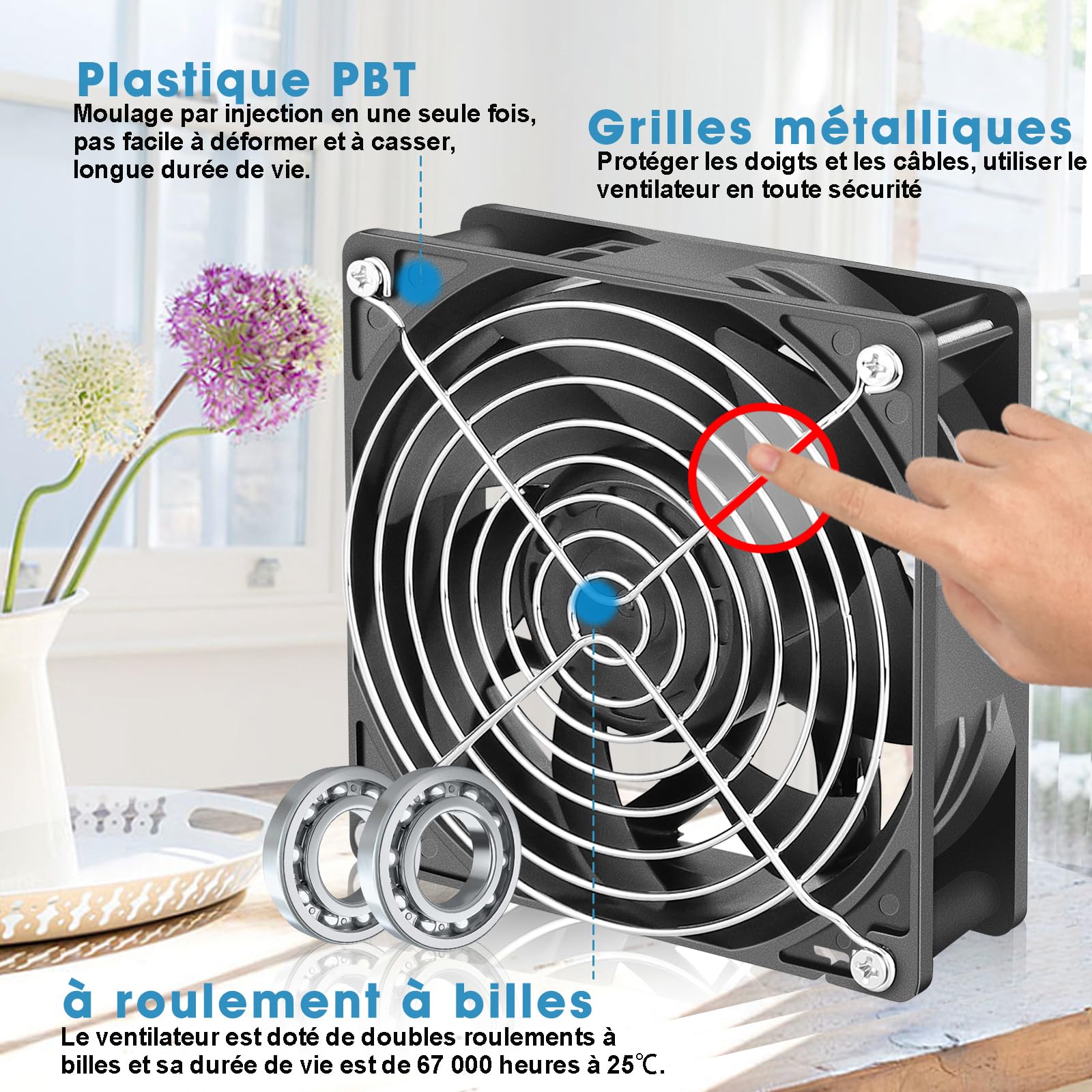GDSTIME EC AC 120 mm Ventilador 220 V 120 x 120 x 38 Ventilador PC 230 V Ventilo 120 mm con rodamiento de bolas
