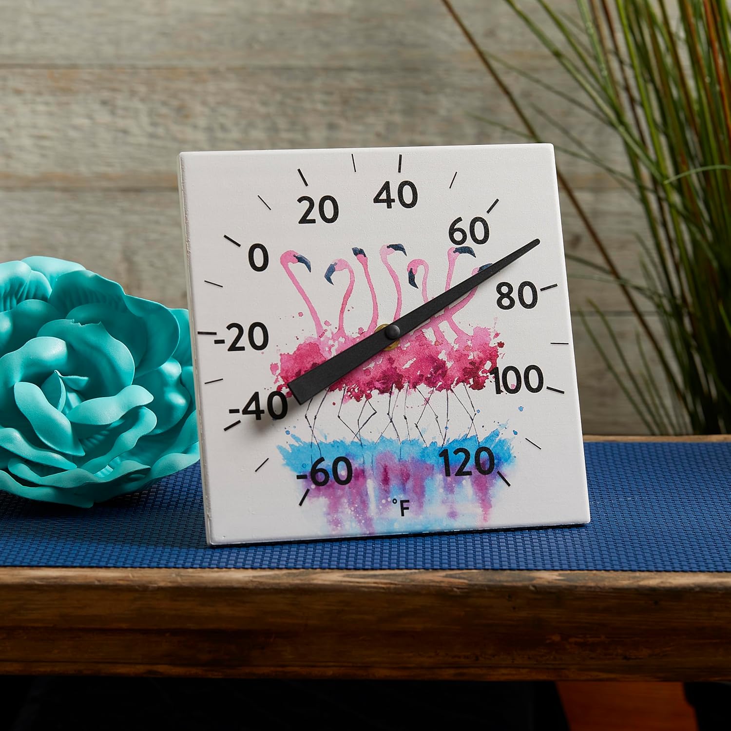 Taylor 8 Inch Decorative Ceramic Flamingo Tabletop Thermometer