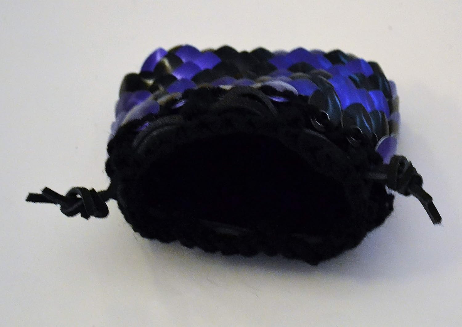 Dragonhide Dice Bag Size Medium Knitted Scale Armor Purple and Black - 4.5"x4.5" image 5