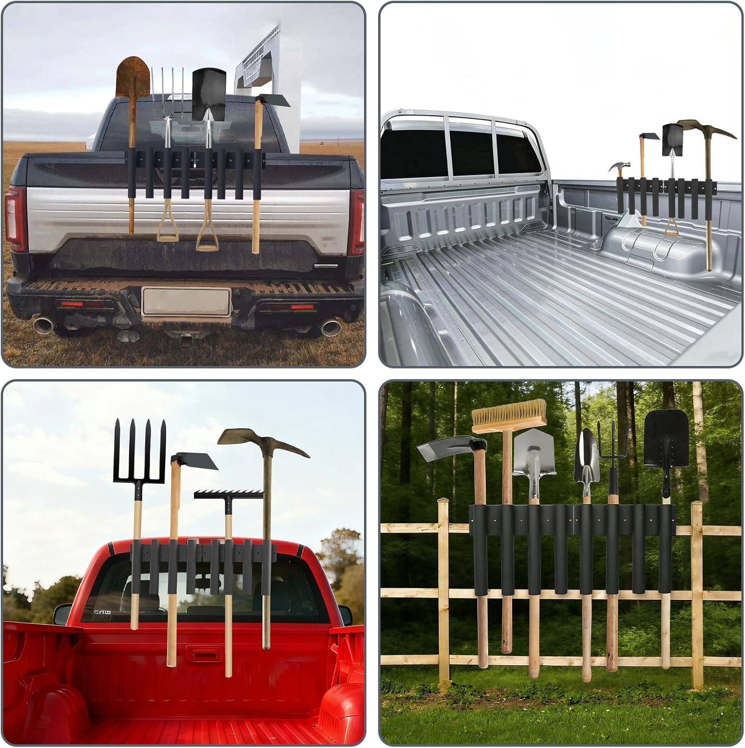 8-Hole Shovel Holder for Truck, Heavy Duty Trailer Tool Rack for Trimmer Rake Lawn Tool,Shovel Mount 8 Holes in 2 Groups