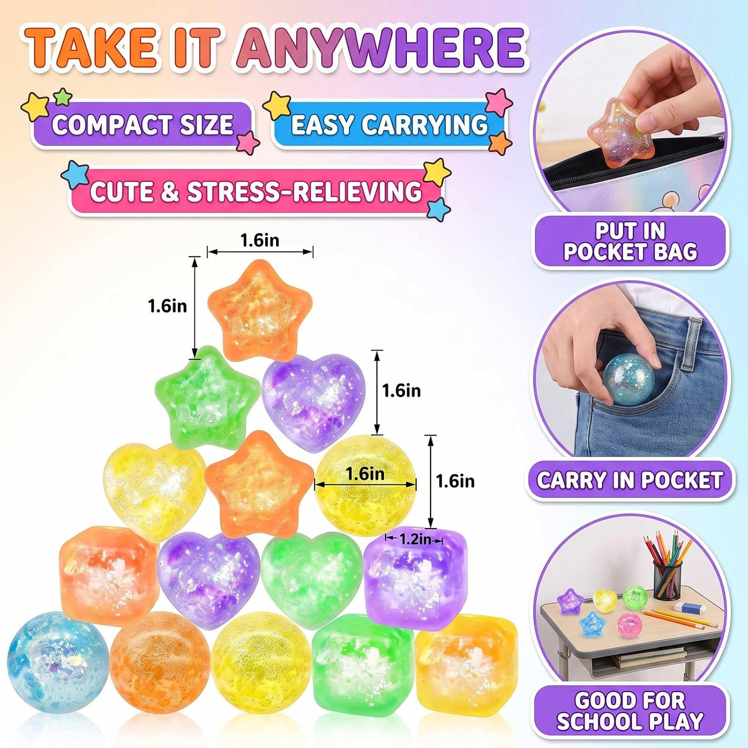 24 Pcs Squishy Toys, Colorful Slow Rising Mini Mochi Squeeze Fidget Toys in Assorted Shapes, Bulk Squishies for Classroom Treasure Box Prizes, Birthday Party Favors and Goodie Bag Fillers image 5