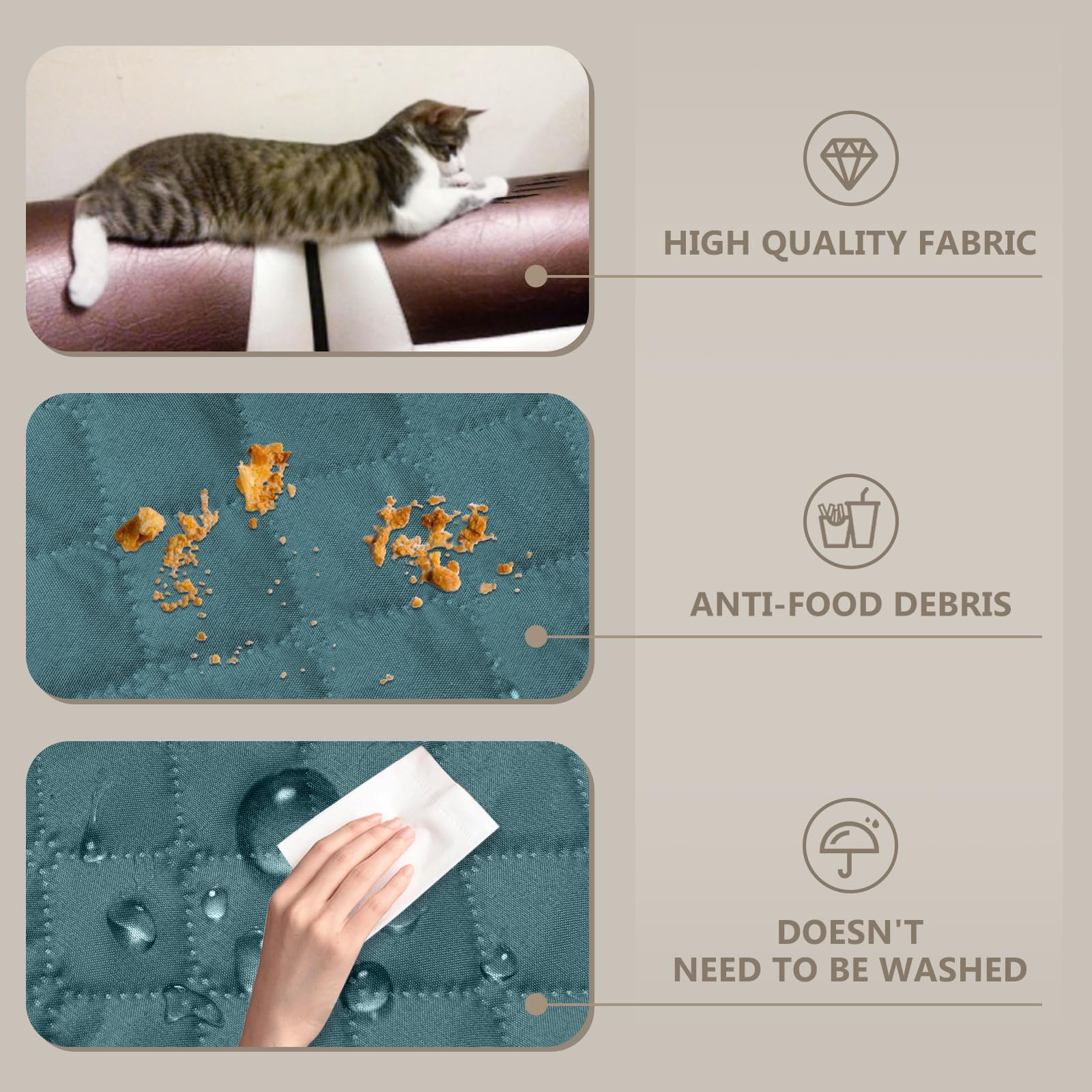 Lydevo Copridivano Impermeabile Copridivano 4 Posti con Braccioli per Animali Salvadivano Antigraffio Copridivano Trapuntato per Gatto Cani,Verde