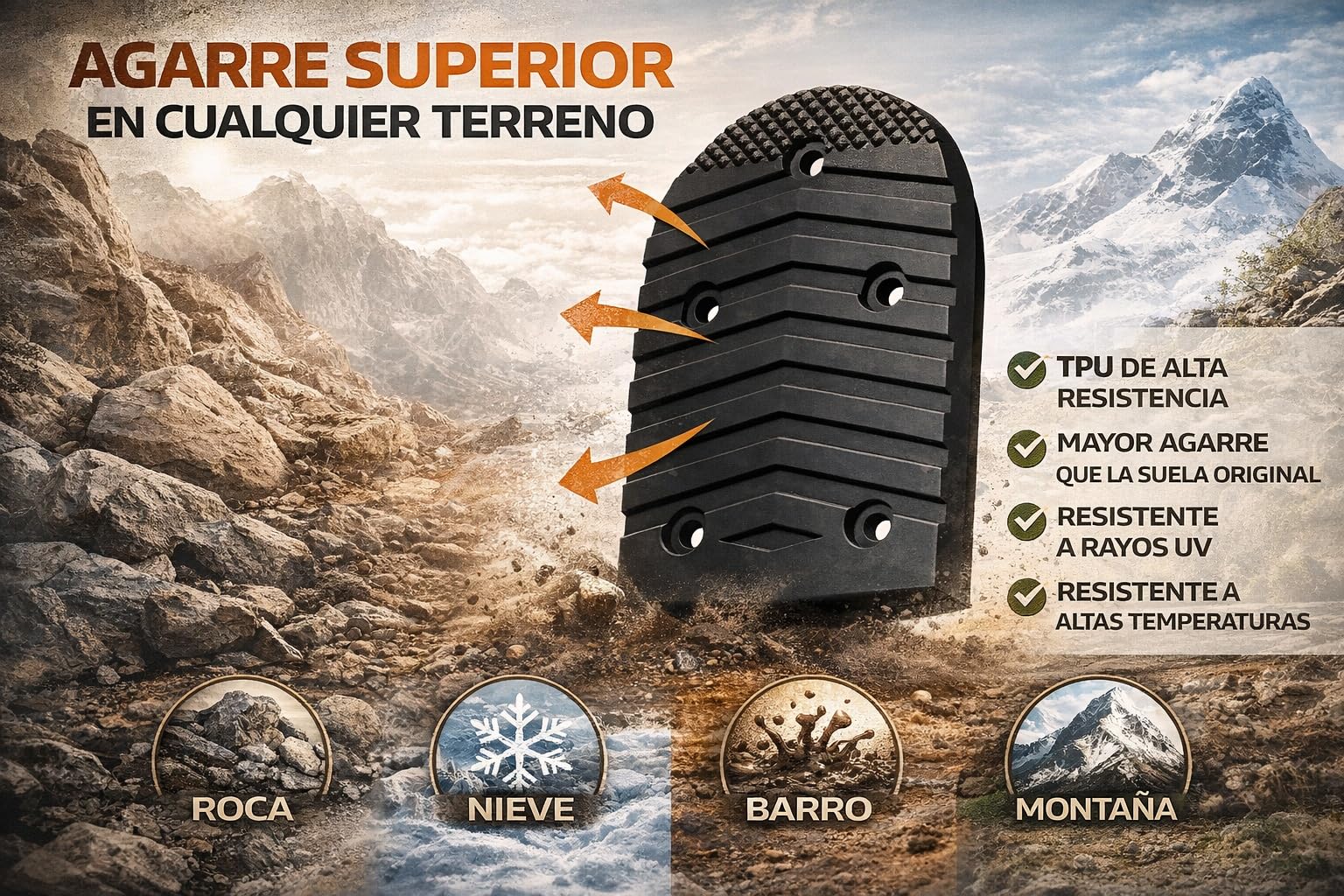 RusticHome Suela Reemplazable para Sal@Mon Montañismo, Alpinismo, Esquís, Trekking/Suelas de Repuesto para Botas Sal@Mon Symbio Vintage y Evolution