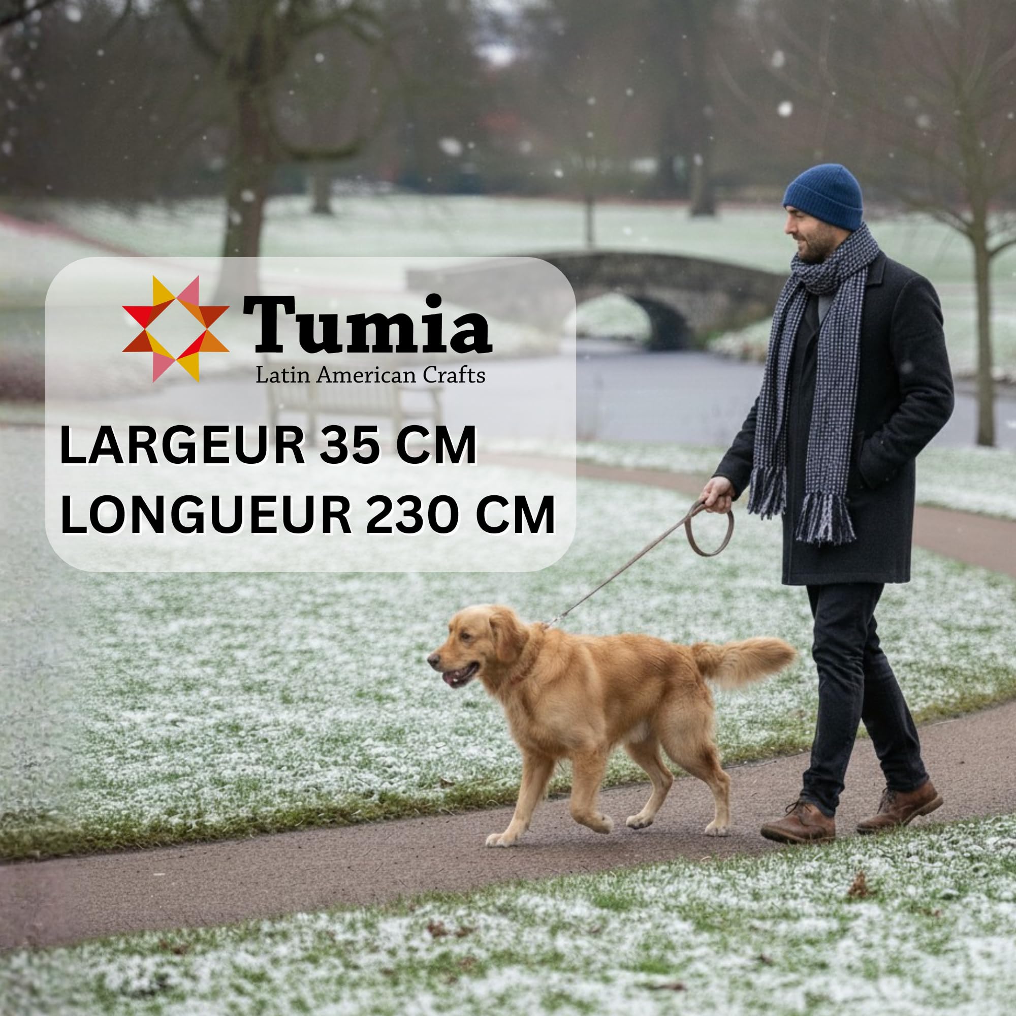 Tumia LAC - Echarpe rayée de Luxe Extra Longue, épaisse - Faite à la Main et Bien Chaude - Unisexe