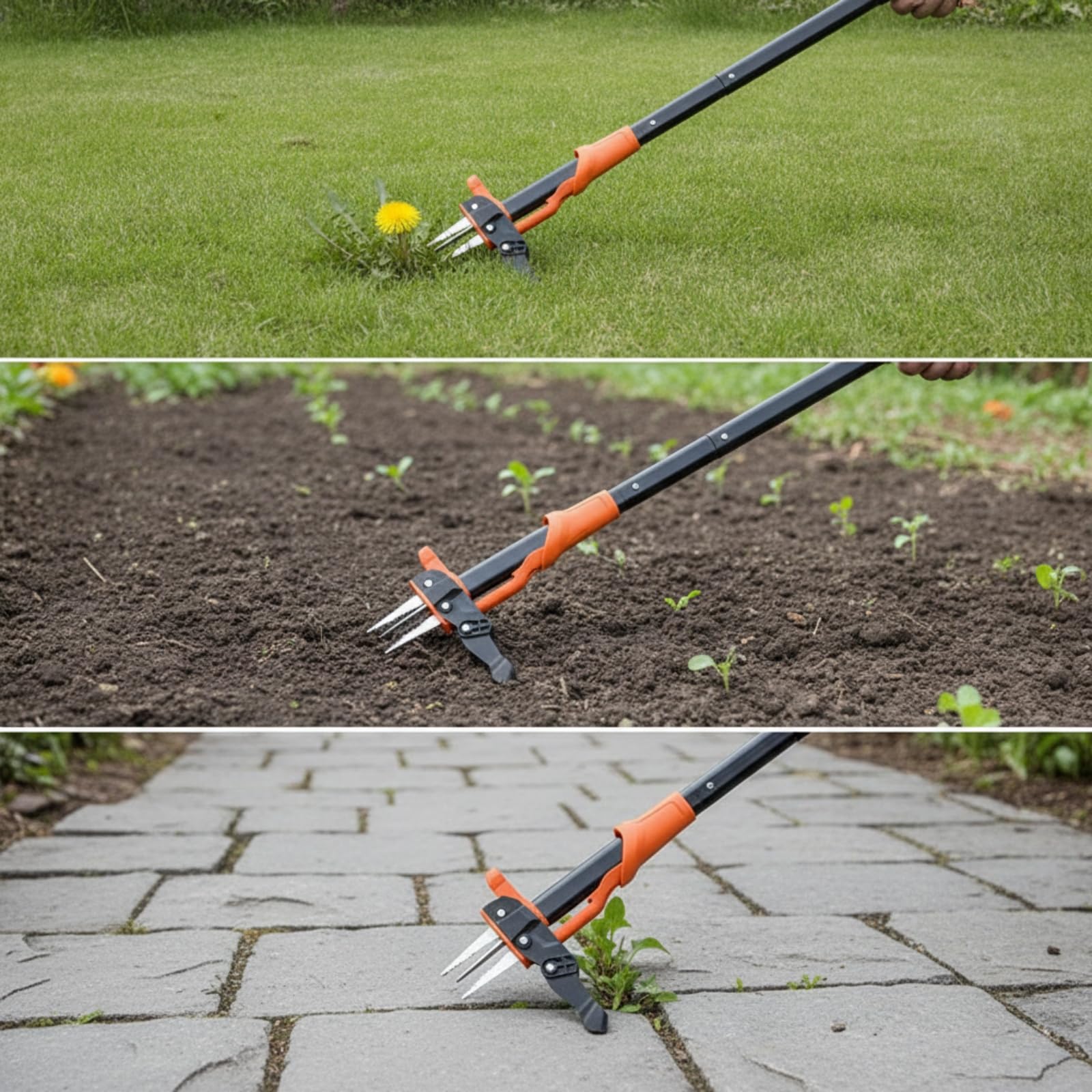 kowaku Arrache-Mauvaises Herbes avec Pédale Ergonomique Désherbeur à Long Manche Robuste Désherbeur à Pied pour Jardiniers, Seniors, Jardin, Pelouse