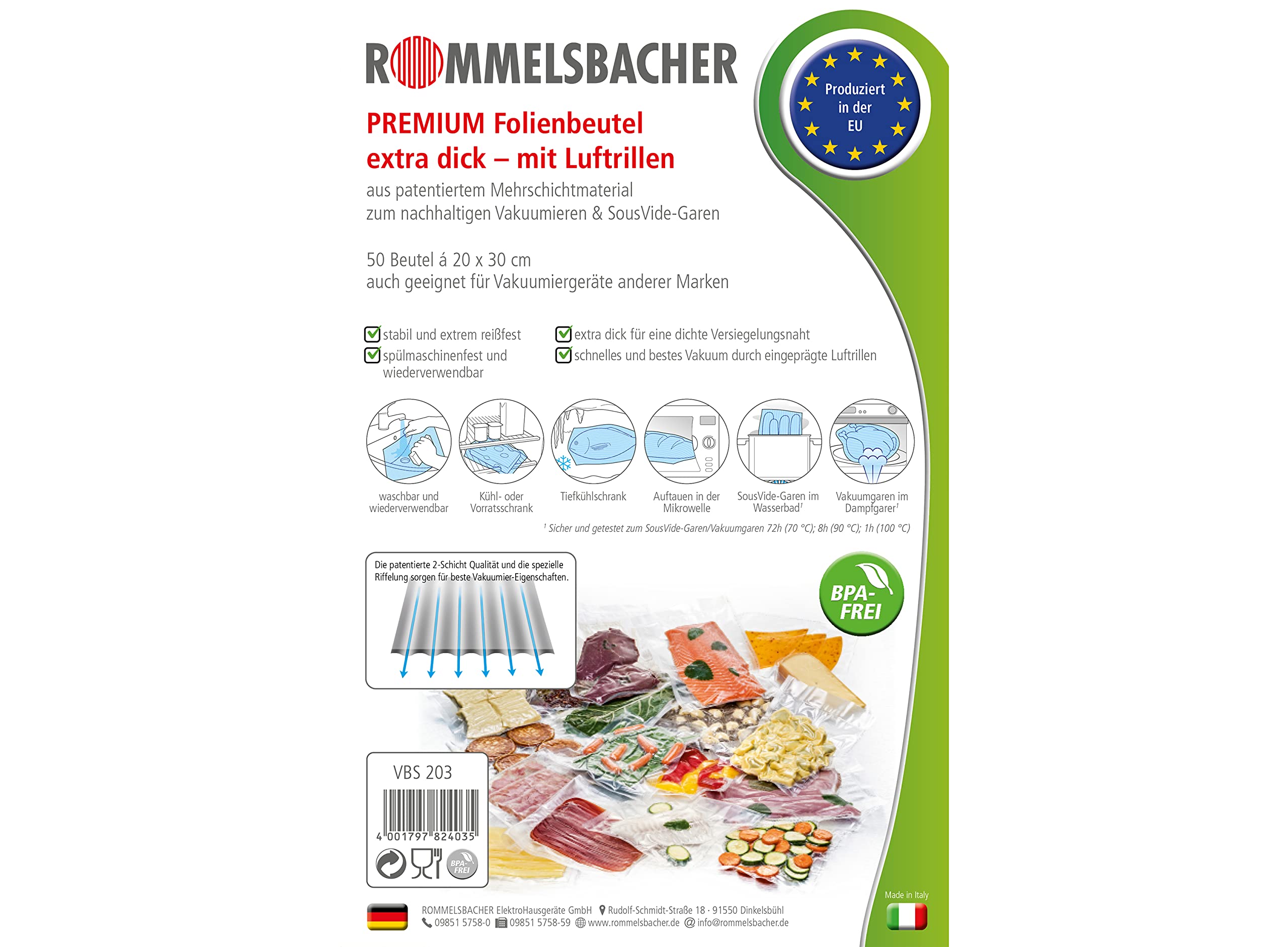 Vakuumierer-Rollbeutel Mit Spender – 4 Rollen (2x20,3x50,8 Cm & 2x27,9x50,8 Cm), 3 Mil, BPA-frei