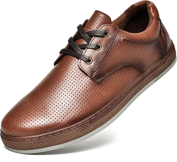 ArcBrothers Business Casual Shoes Oxford Shoes for Men Mens Brown Dress Shoes Actual Leather Comfortable Men's Casual Oxford Shoe for Bussines