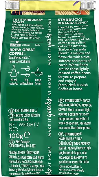 Starbucks Veranda Blend Turkish Coffee 100 g