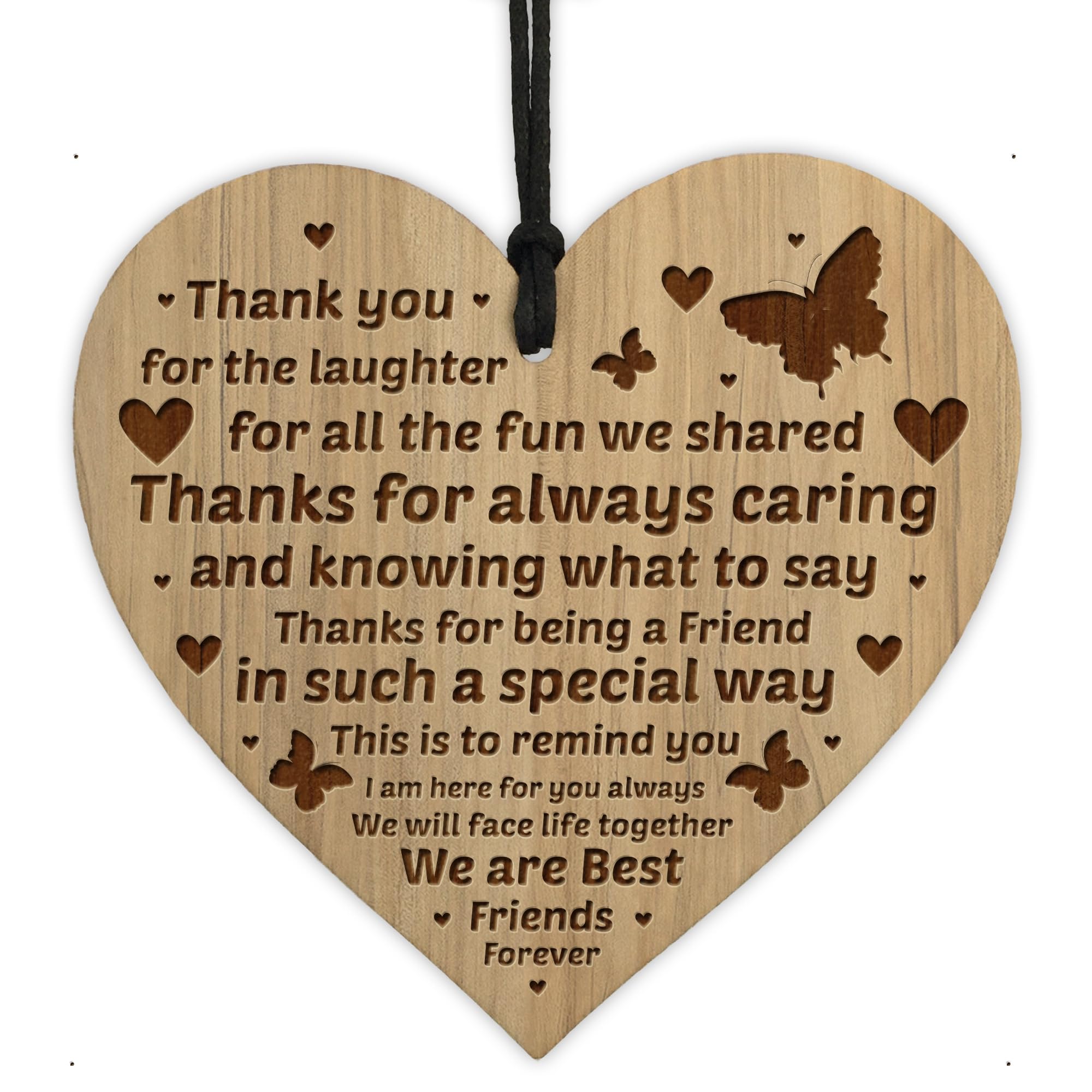 Red Ocean Friendship Gift Best Friend Plaque Shabby Chic Wood Hanging Heart Thank You Gift