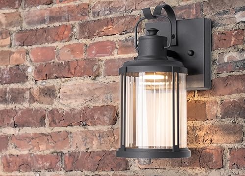 Miniatura 4 de Farol de pared para exteriores, aplique de pared impermeable para exteriores, lámpara de pared negra antioxidante con vidrio transparente, lámpara
