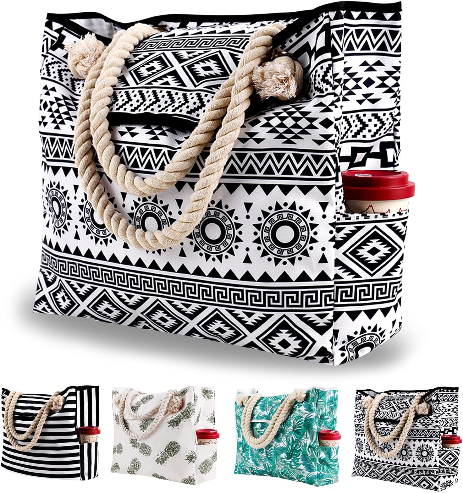 Extra Large Women Beach Tote Bag with Inner Pocket