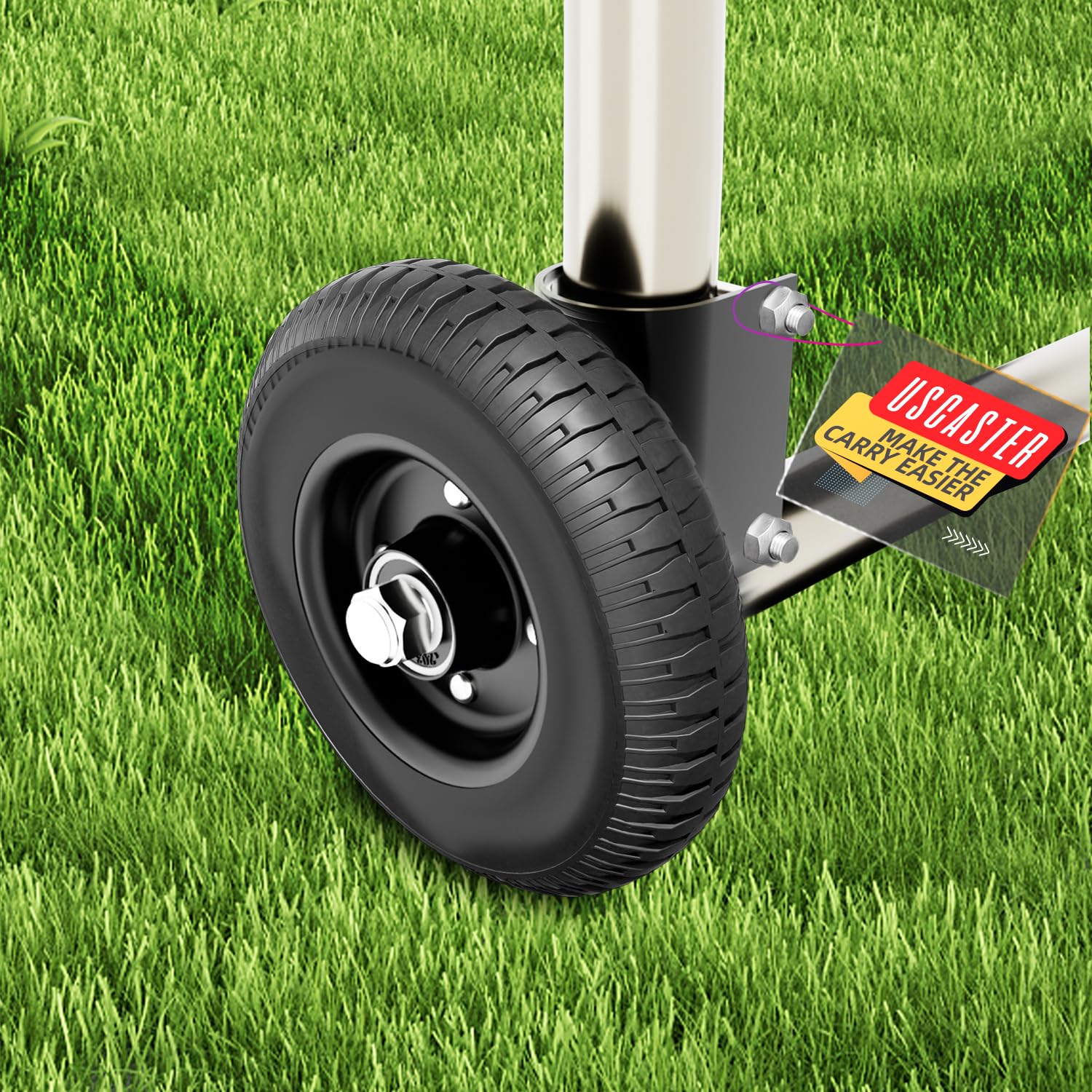 USCaster 1 Pack 6 Inch Gate Wheel Caster for 1-5/8" to 2-1/2" Diameter Round Tube Gates,250 lb Capacity,with Screws & Wrenches (Black)