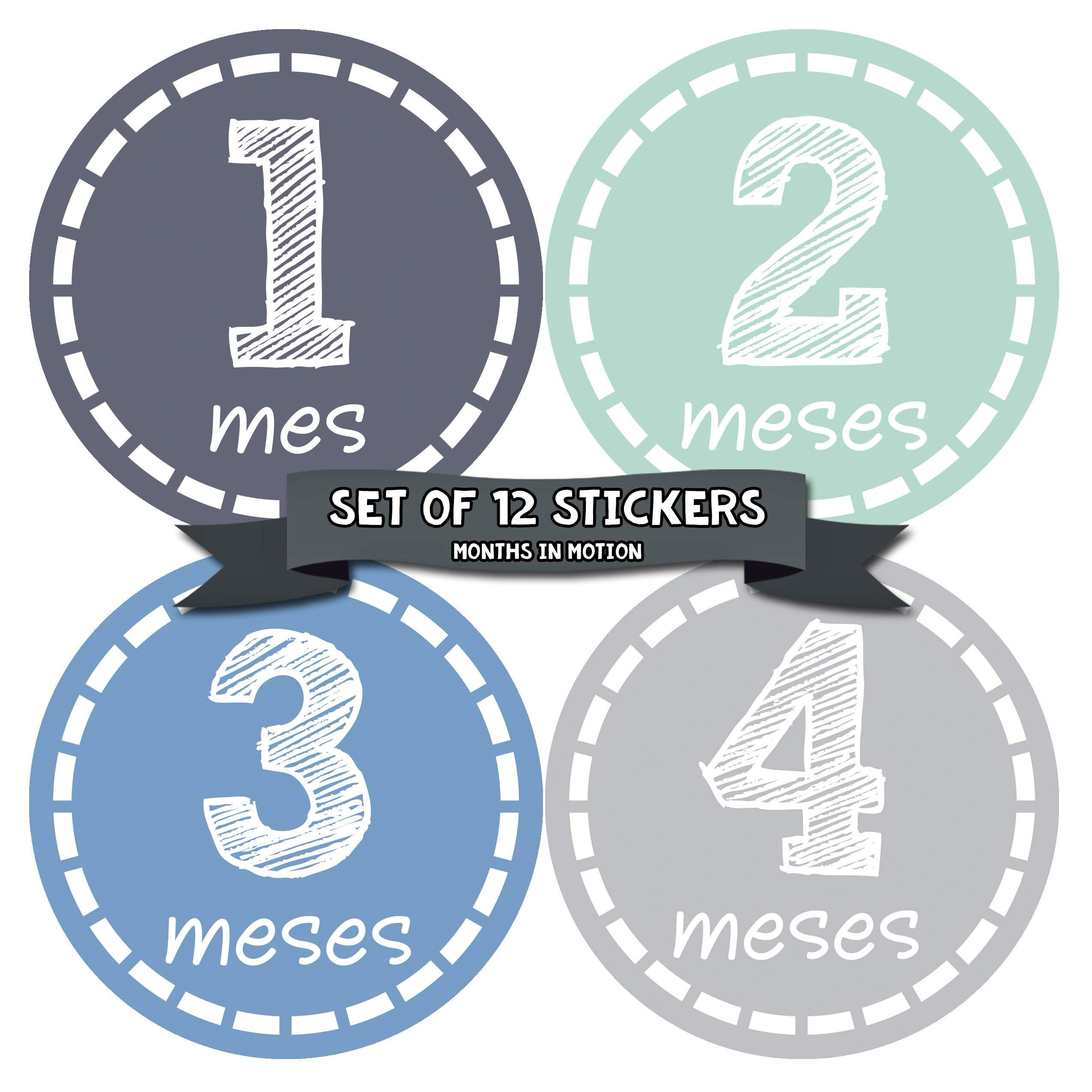 Stickers bébé espagnol Mois in Motion pour fêter la première année de votre nourrisson