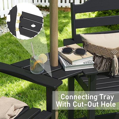 Miniatura 5 de OTSUN Juego de 2 sillas altas Adirondack con bandeja de conexión, sillas de exterior de HDPE de 24 pulgadas de altura de barra, resistentes a todo