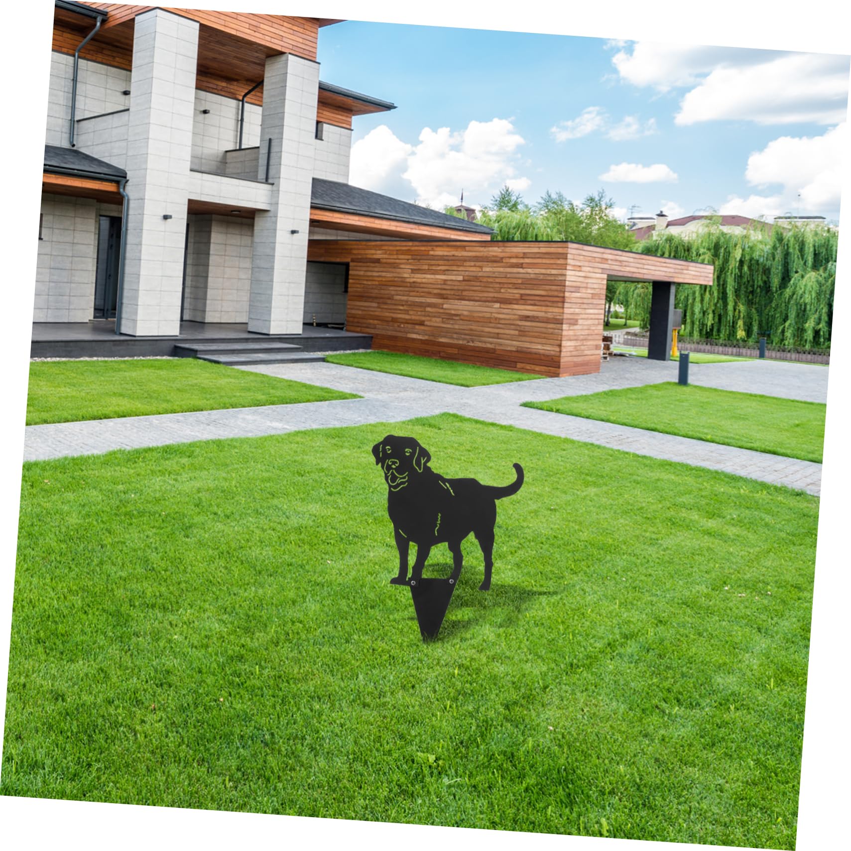 Labrador Hundepfahl Gartenpfahl aus Eisen Schwarzer Dekorativer Robust und Bruchfest Gartendeko für Hof und Rasen für Draußen