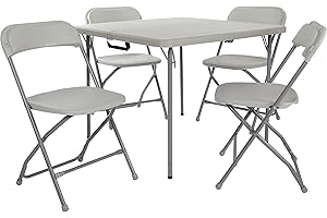Office Star Resin 5-Piece Folding Square Table and Chair Set
