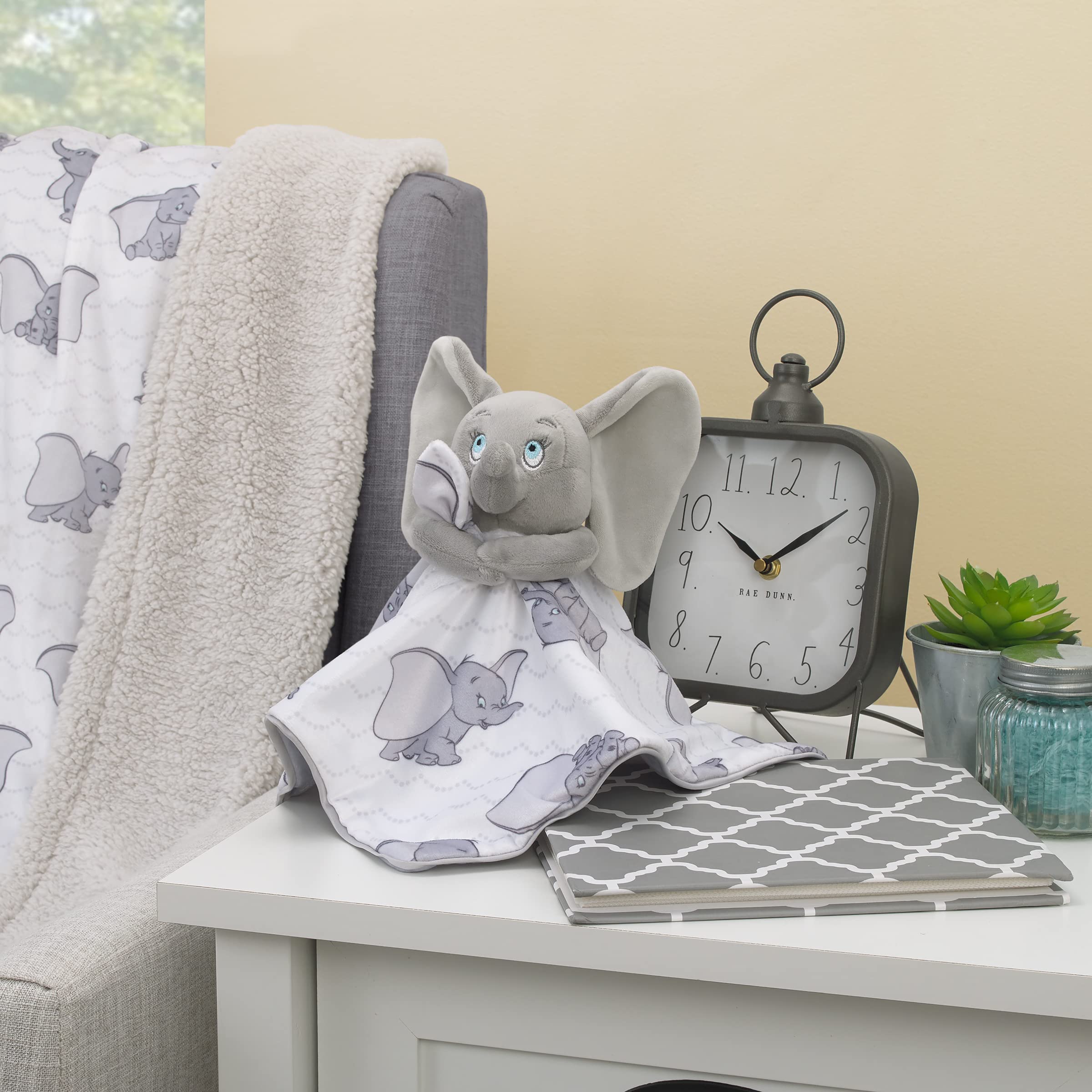 Disney Dumbo Lovey - Manta de seguridad blanca y gris