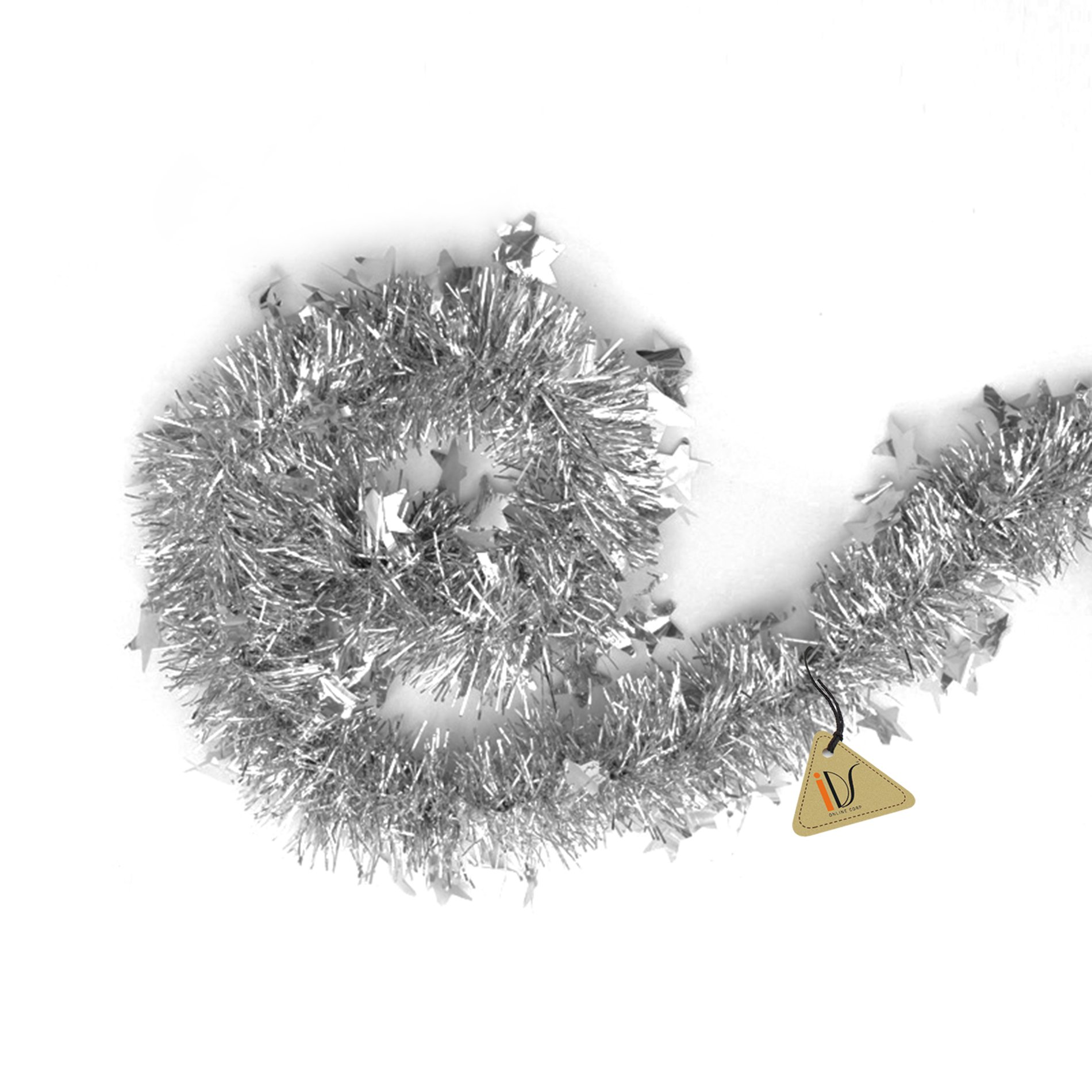 IDS Silver Tinsel Garland Stars Christmas Tree Decorations Wedding Party Supplies 79" Long