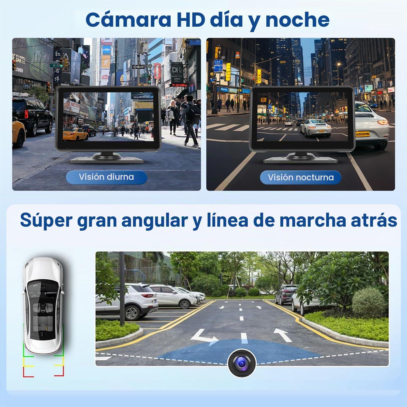 Hikity Cámara Marcha Atrás 7" HD Pantalla Táctil IP68 9-36V | Grabación Continua. BSD. Reproducir Audio. Camiones/Remolques/Bus/RV/Caravanas