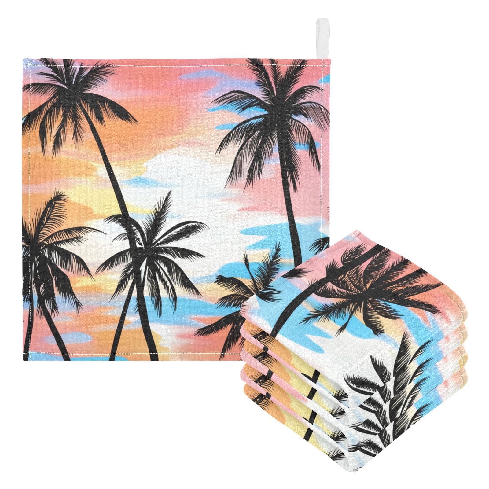 Jumbear Men's A Tropical Palm Tree Muslin Baby Washcloths 5Pack,Baby Towels,Super Soft Nd Bsorbent Wash Cloths For Newborns, Infants Nd Toddlers
