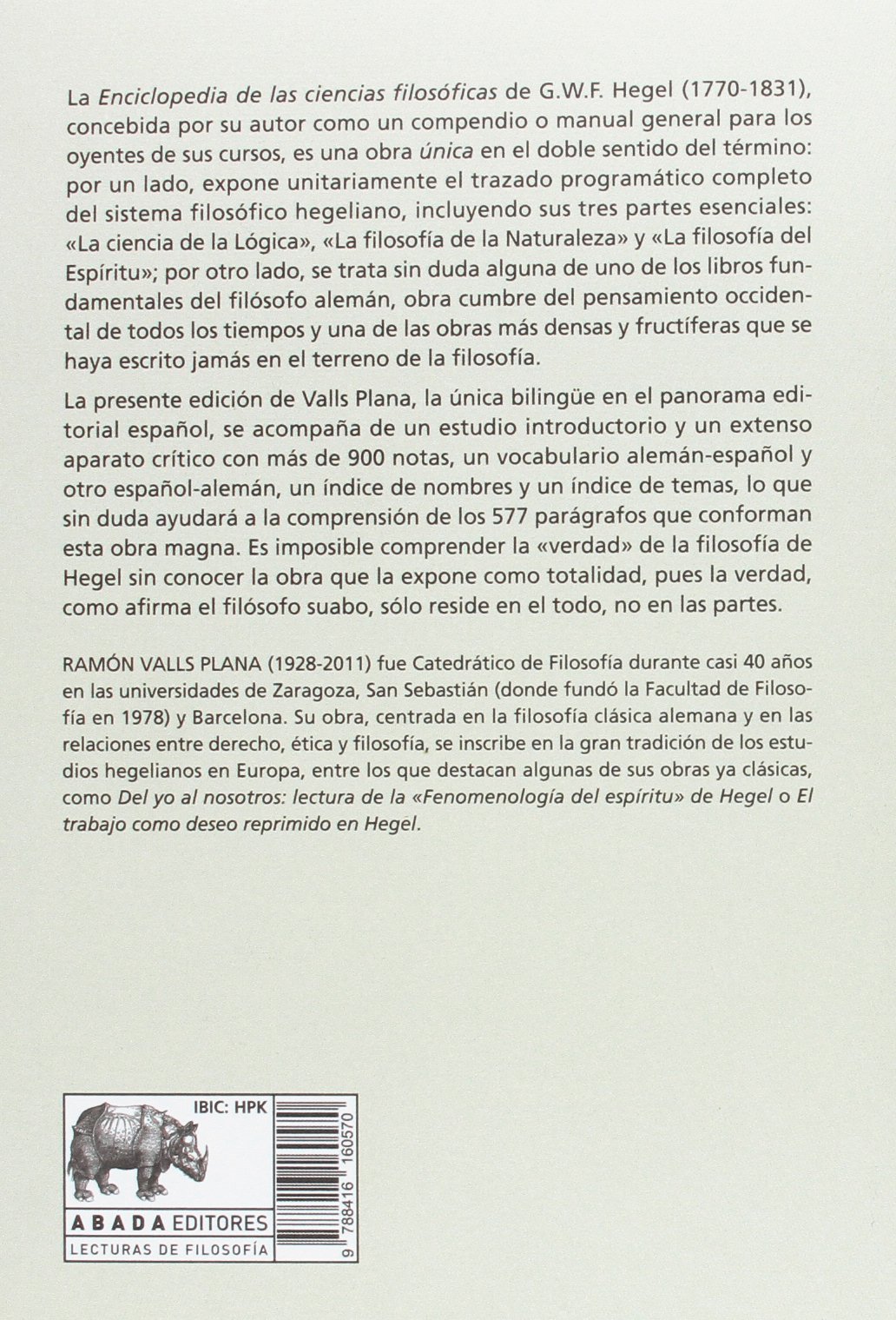 Enciclopedia de las ciencias filosóficas (Lecturas de filosofía)