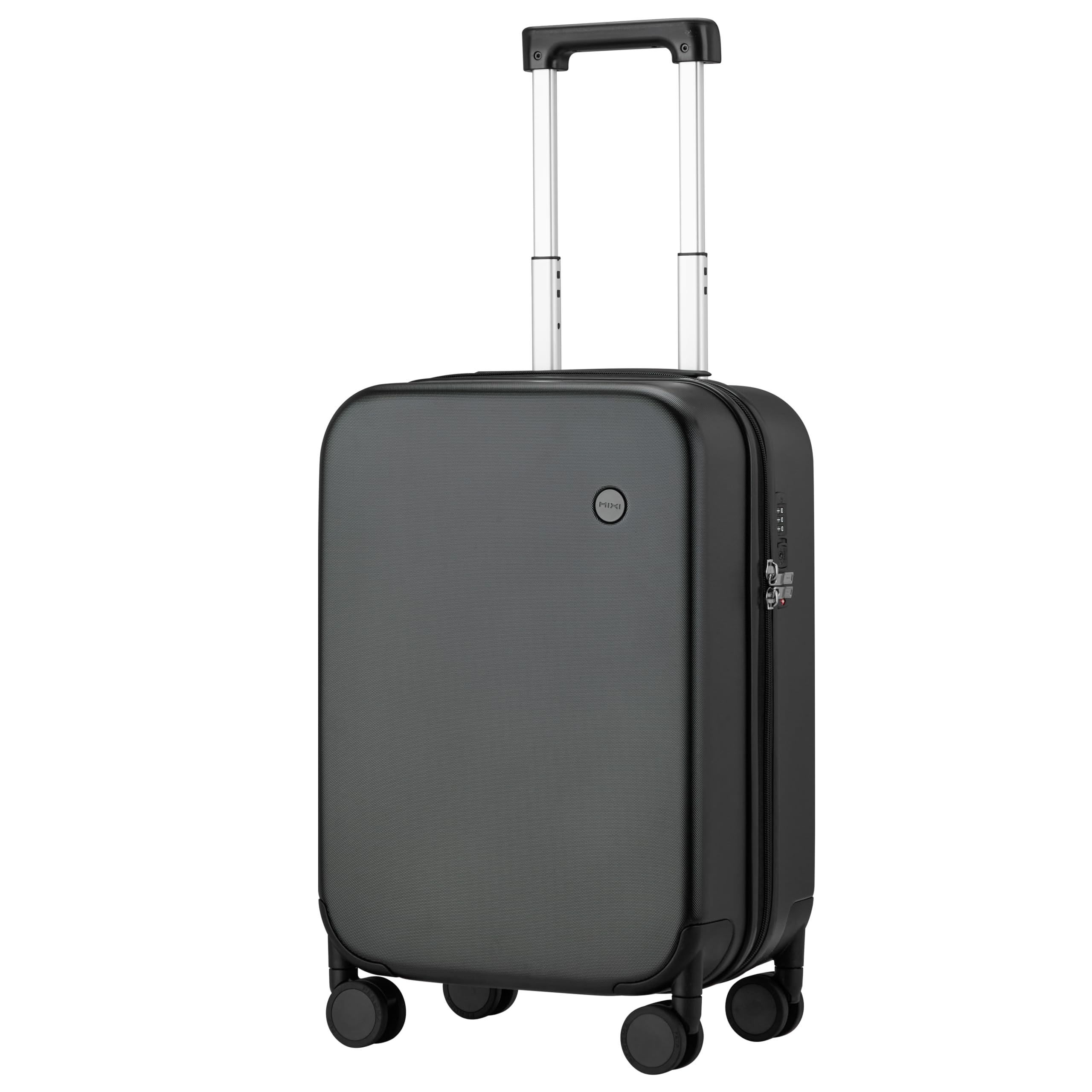 mixi Upgrade Carry on Luggage Suitcases with Spinner Wheels, Hardside Rolling Suitcase PC with TSA Lock Lightweight Travel Case 20in Carry-On, Fine Grid Black