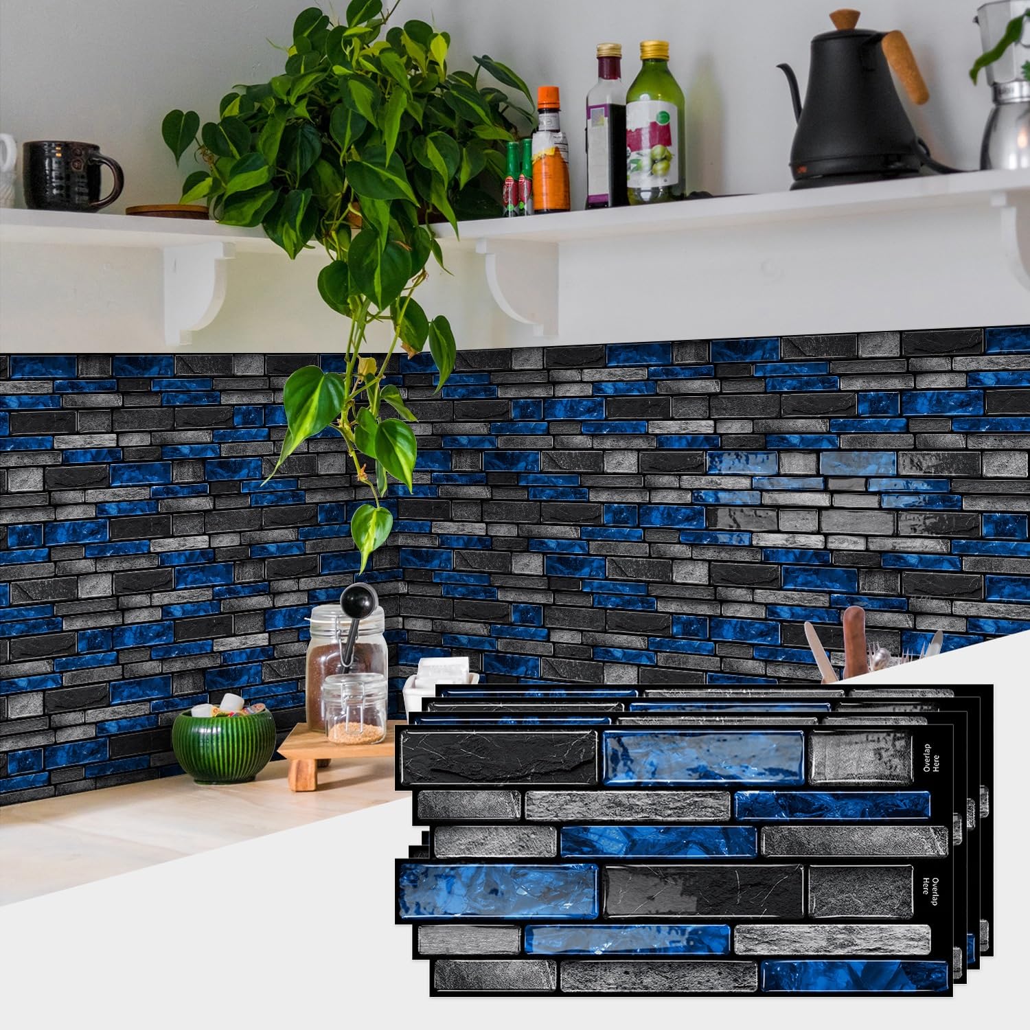 Sohouu 48Pcs 3D Drip Glue Self-Adhesive Wall Sticker Waterproof Oil Proof Decor(48Pcs)