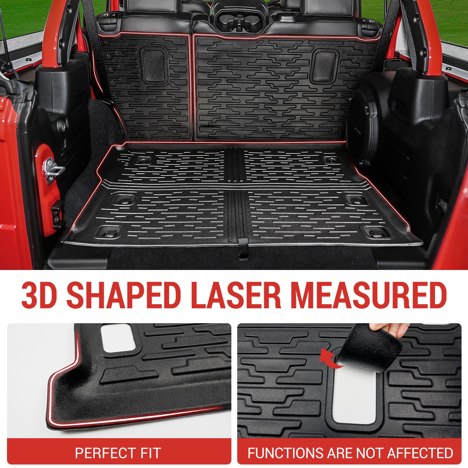 Powoq Cargo Mat Compatible With 2018-2024 Jeep Wrangler JL Unlimited 4 - View #3